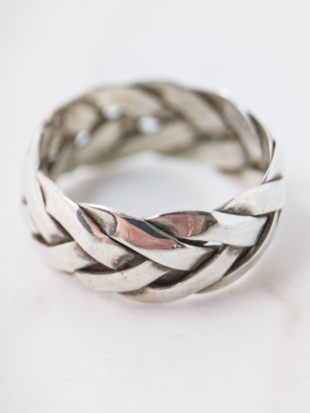 Sterling Silver Braided Band Ring Sz 7, Handmade 925 (3.8g)